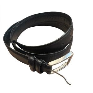 NWOT LEATHER HAND MADE Men’s Hand Polished Buckle Belt Black SZ 36 Luxury EUC